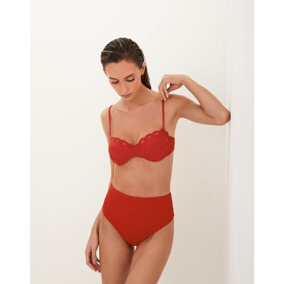 Vix Paula Hermanny Ruby Red Naya Nissi High Waist Bikini Bottom S - Picture 1 of 14